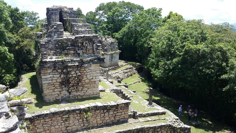 Aerial view of Palenque ruins in Chiapas, Mexico