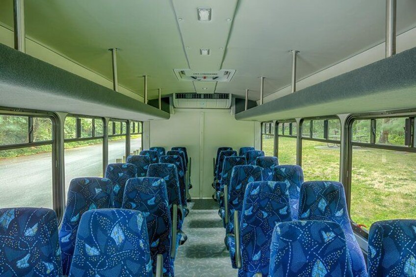 interior of mini bus you will travel on a bus like this. 2