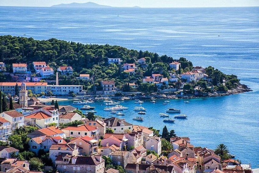 Hvar is an ancient town with a rich history on the island with the same name. The city of Hvar represents a pearl of the Blue Shark boat tours itinerary 2