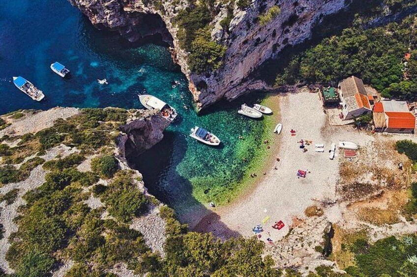 Stunningly beautiful Stiniva Beach from the bird's perspective 2