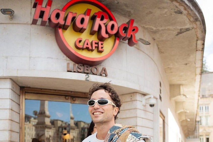 Tourists meeting their tour guide at one of Eco Tuk Tours meeting points: the Hard Rock Cafe. 2