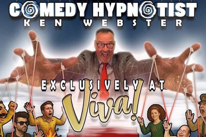 A comedy hypnotist named Ken Webster performing at Viva! 1
