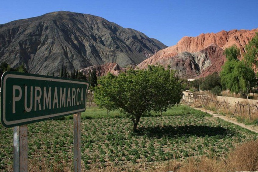 Señalización para Puramarca, un paisaje montañoso con un árbol y un camino de tierra. 5