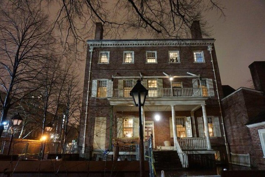 The City Tavern where The Continental Congress met once a week as seen by Night on a Dark Philly Adult Night Tour 2