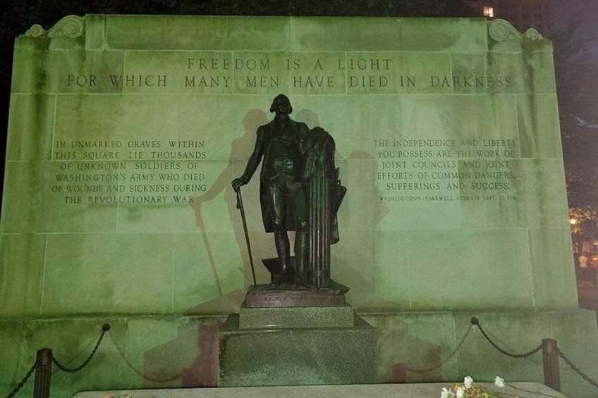 Tomb of the Unknown Revolutionary War Soldier from a Grim Philly Twilight Tour's Dark Philly Adult Night Tour 2