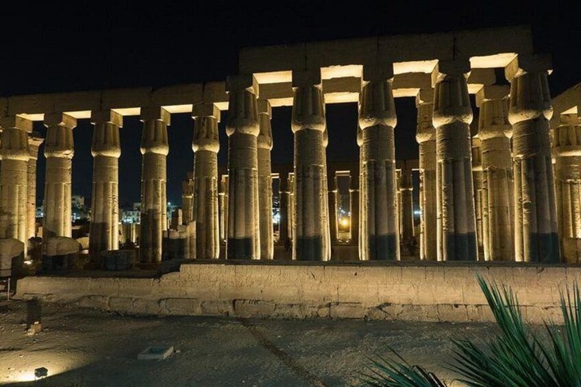 Ancient Egyptian columns at night. 1