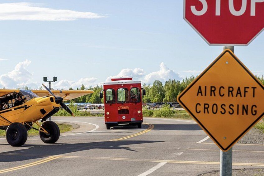 Trolley stopped at aircraft crossing 5