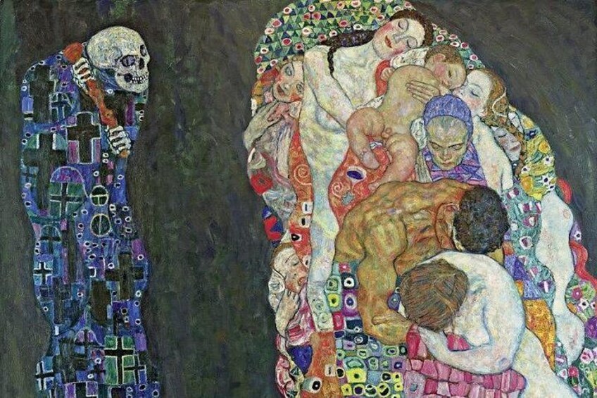 Un mosaico con patrones geométricos y figuras. 3