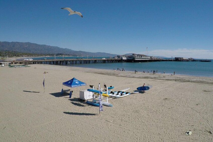 Meet us at our West Beach location on the sand to the right of the pier / stearns warf 5
