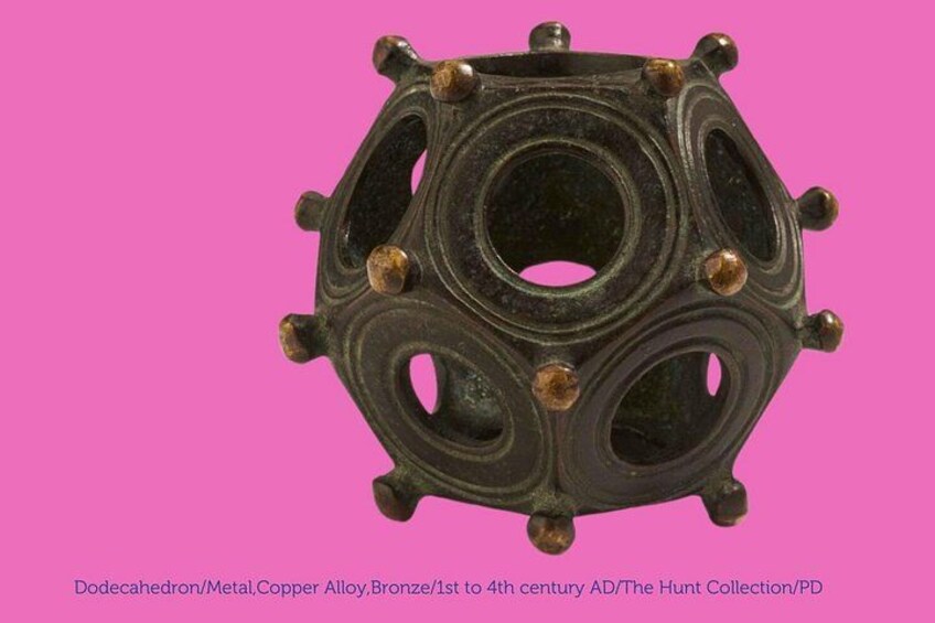 A dodecahedron metal object with copper alloy, bronze, and brass, dated 1st to 4th century AD. 3