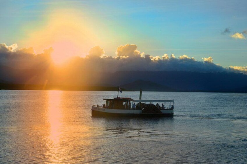Enjoy the twilight with a drink from our bar onboard 3