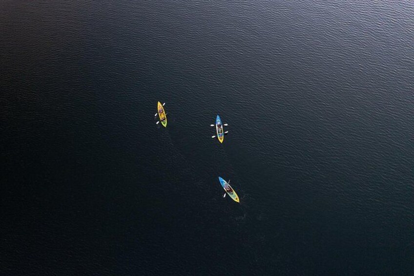 Drone footage of kayaking before night sets in 3