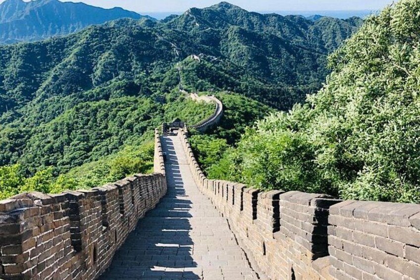 La Gran Muralla China serpenteando entre montañas verdes y exuberantes. 5