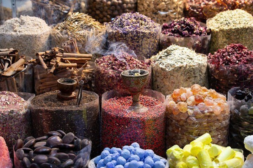 Spices on display at the Spice Souk in Old Dubai.