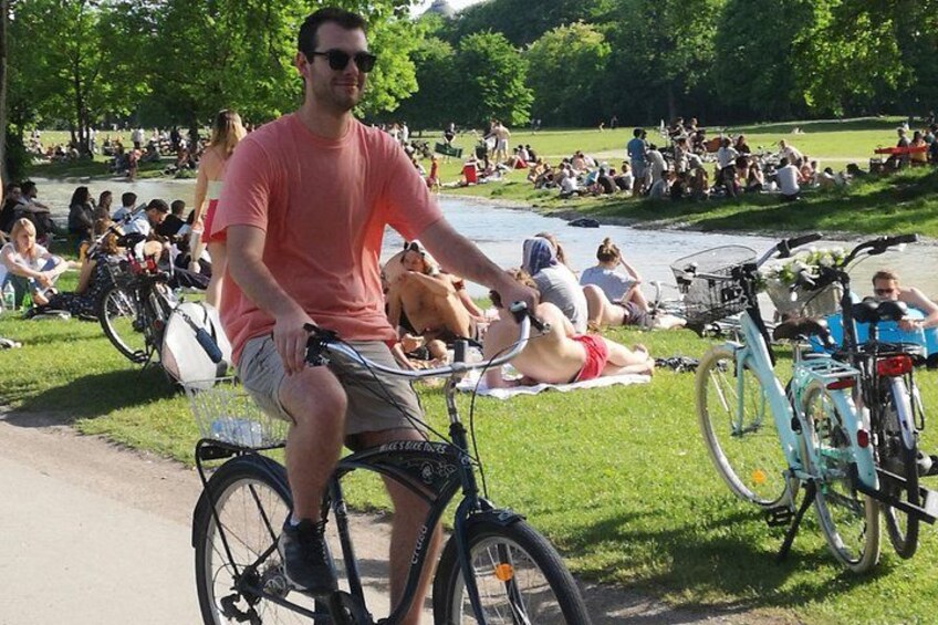 Ride through the English Garden and nudist meadow. For real. 2