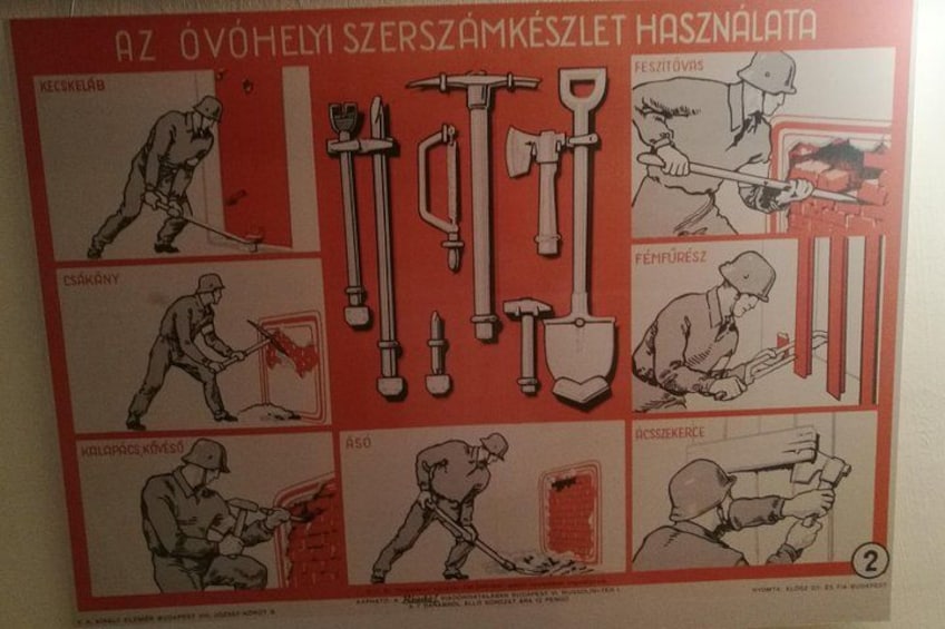 A poster with illustrations of tools and workers performing tasks. 3