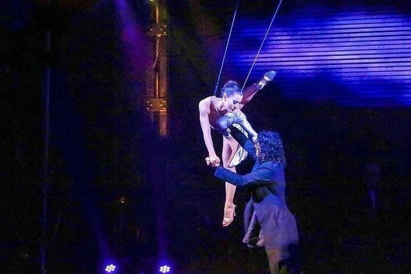 Een circusvoorstelling met acrobaten. 4