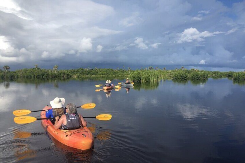 Kayaking through the numerous ponds between the tunnels