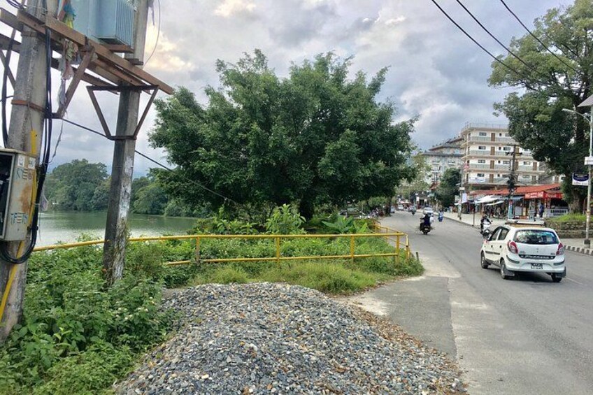 Una carretera con vehículos, un río y edificios al fondo. 4
