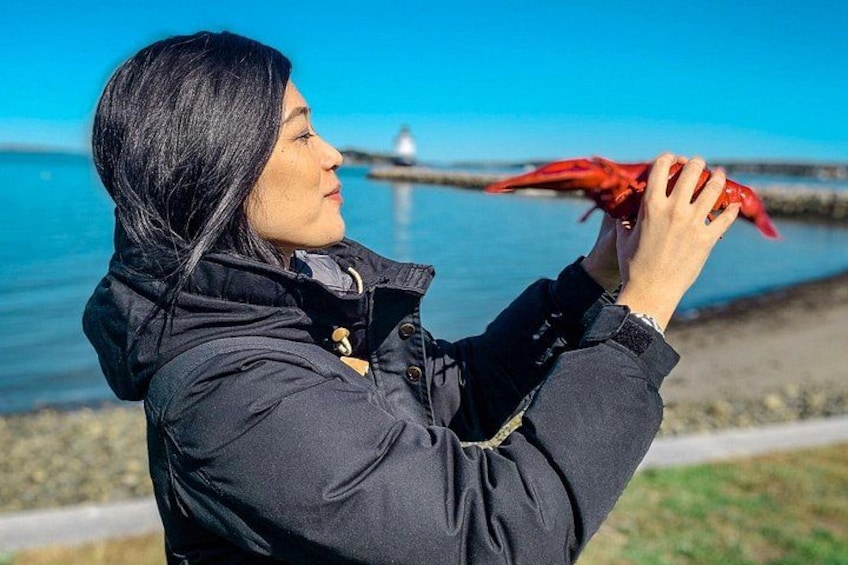 Admiring Johnny the lobster on this sunny fall day 3