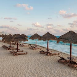 On the beach, sun-loungers, beach umbrellas, beach massages