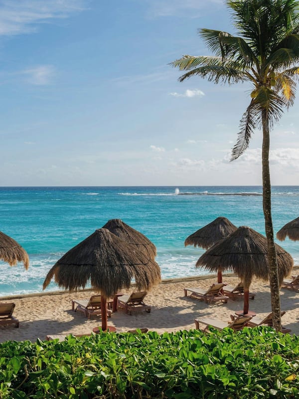 On the beach, sun loungers, beach umbrellas, beach massages