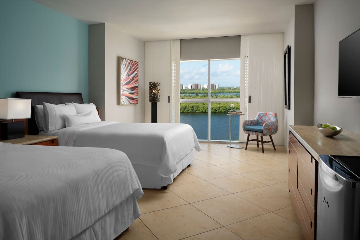 Room, 2 Double Beds, Non Smoking, Lagoon View | Pillowtop beds, in-room safe, desk, iron/ironing board