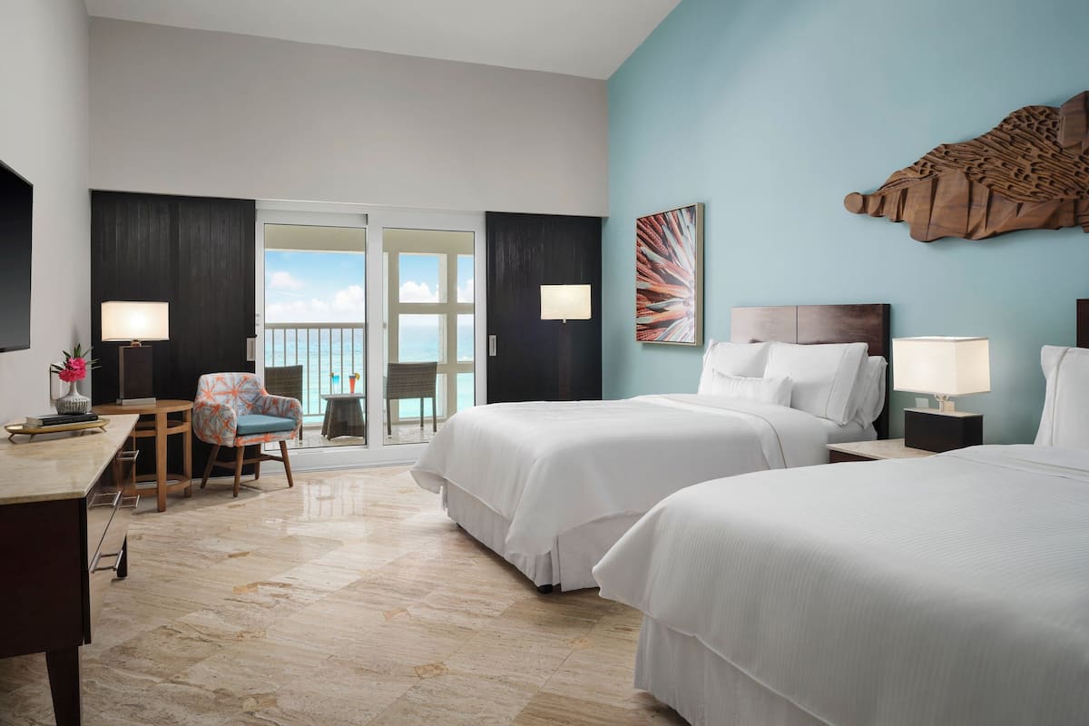 Deluxe Room, 2 Double Beds, Balcony, Ocean View | Pillowtop beds, in-room safe, desk, iron/ironing board