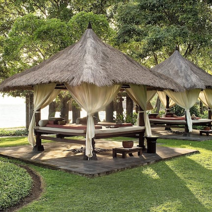 On the beach, sun loungers, beach umbrellas, beach towels
