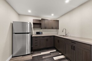 Mini-fridge, microwave, coffee/tea maker