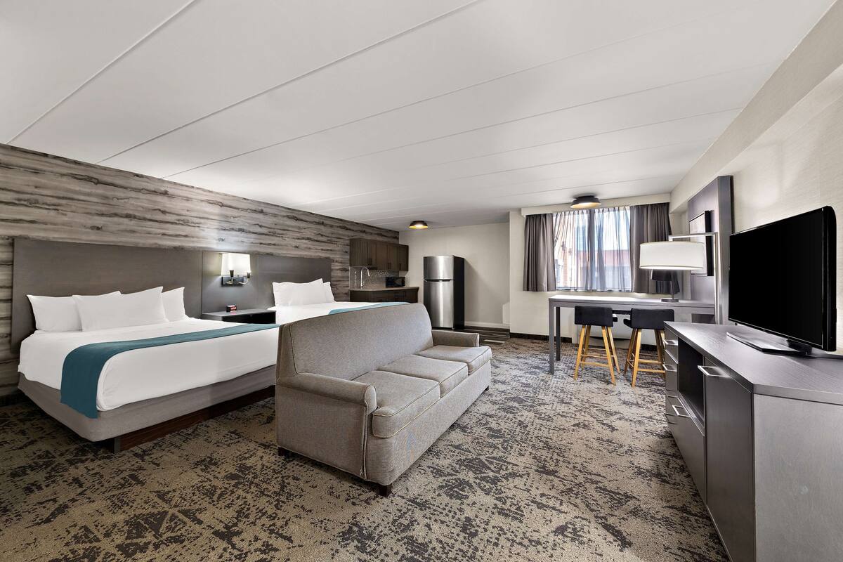 Standard Room, 2 Queen Beds, Non Smoking, Kitchenette (Walk-in Shower;Larger Room) | Private kitchenette | Mini-fridge, microwave, coffee/tea maker