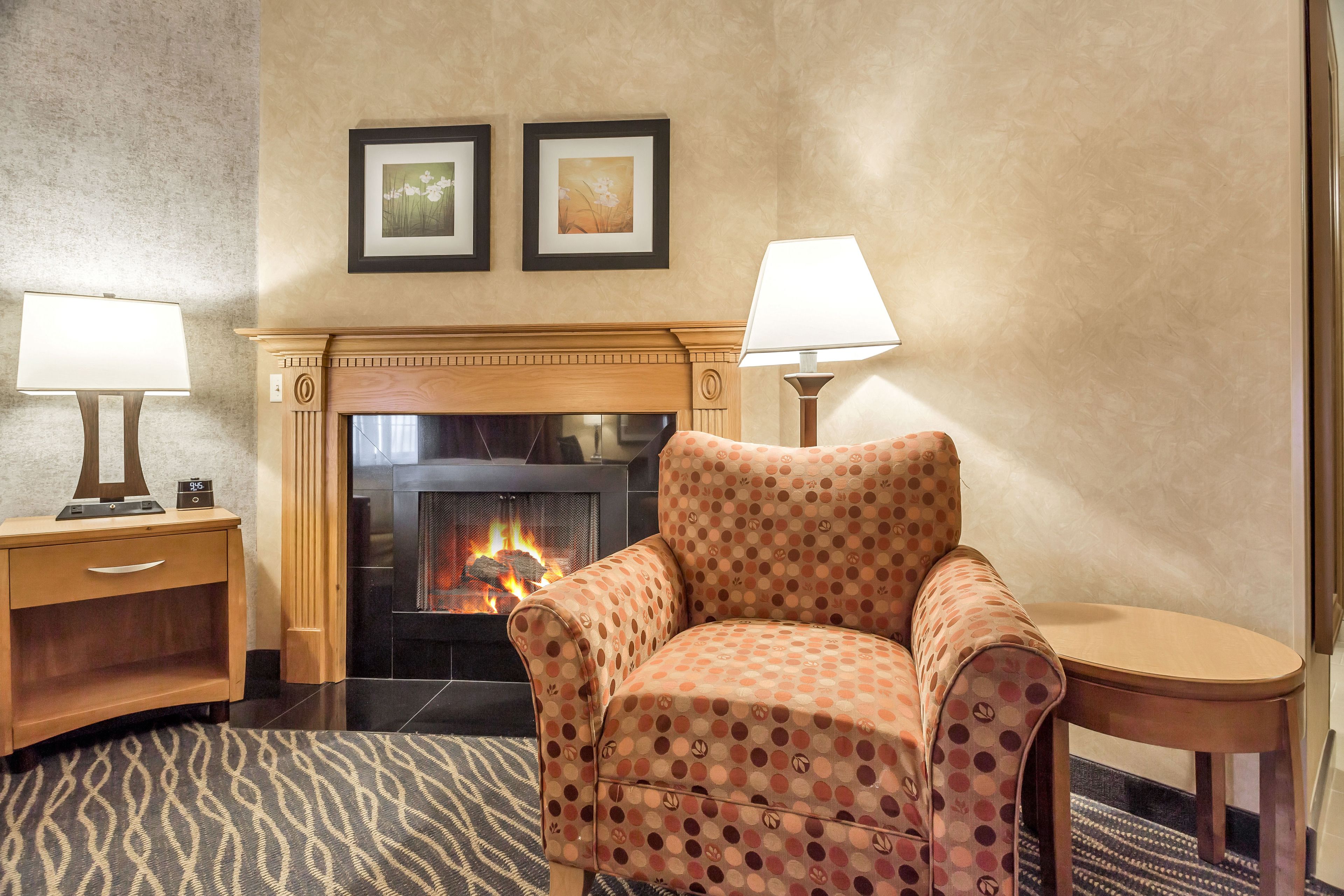 premium room, 1 king bed, non smoking, fireplace | 1 bedroom, premium bedding, pillow-top beds, individually furnished