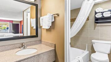 Room, Non Smoking, Refrigerator | Bathroom | Combined shower/bathtub, hair dryer, towels