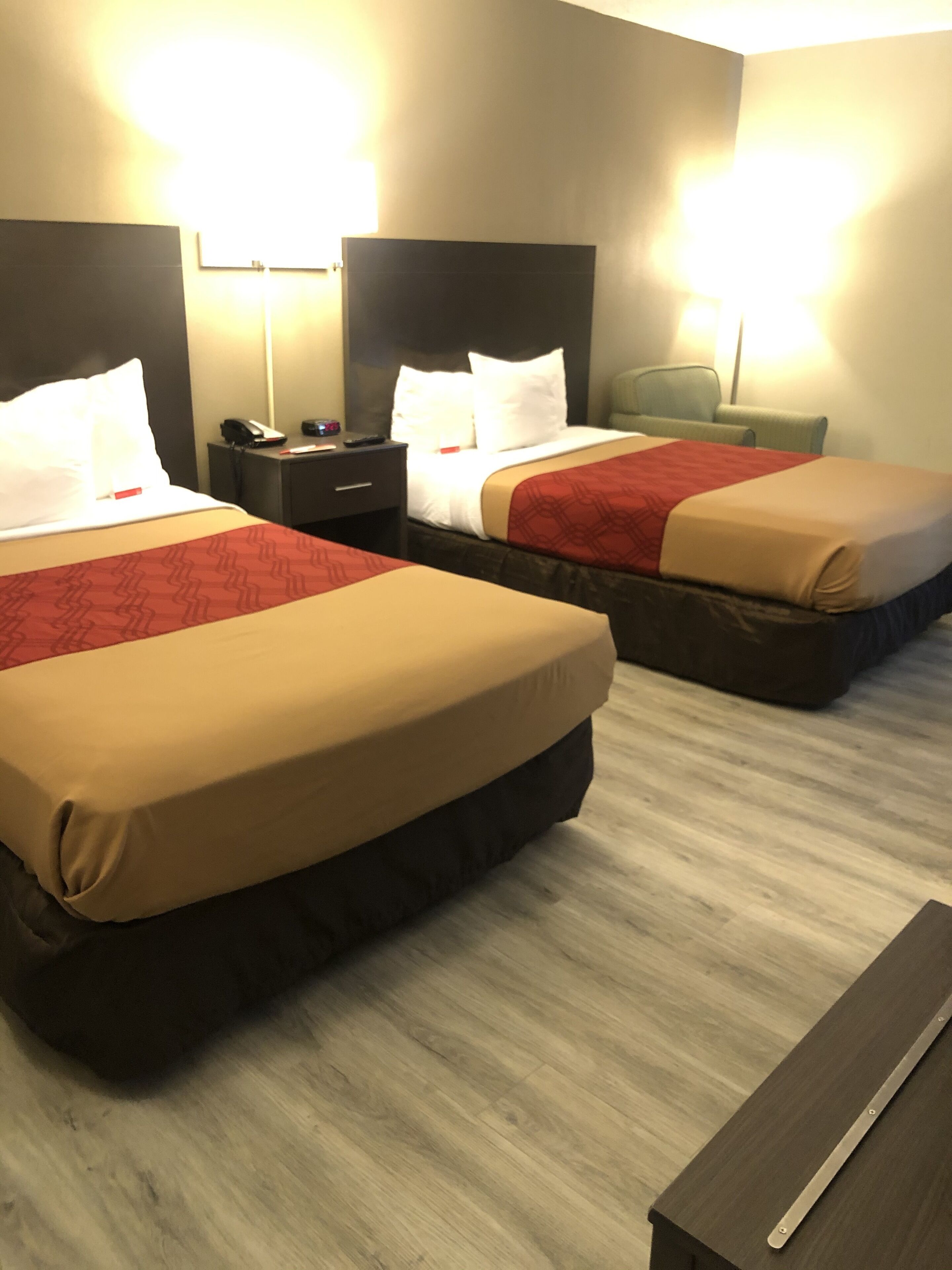 standard room, 2 double beds, non smoking | desk, blackout curtains, iron/ironing board, cots/infant beds