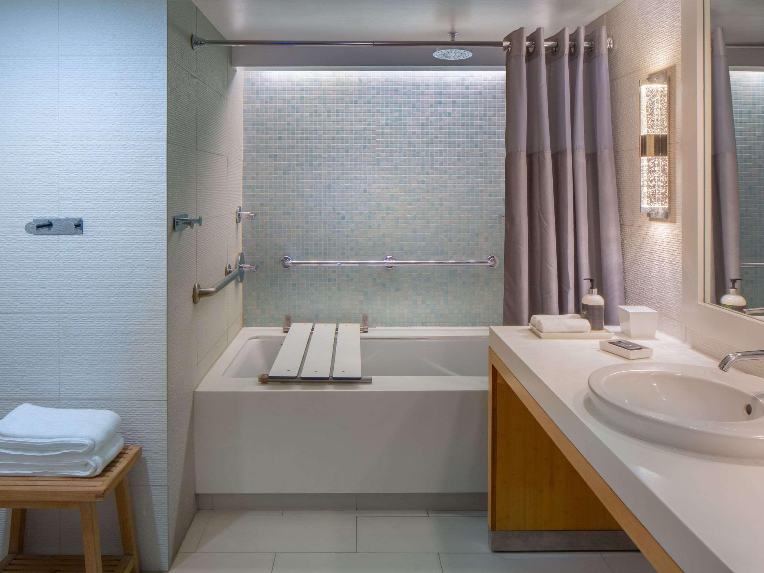 rainfall showerhead, eco-friendly toiletries, hair dryer, bathrobes