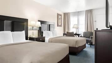 Standard Room, 2 Double Beds, Non Smoking | Blackout curtains, iron/ironing board, free WiFi, bed sheets