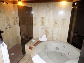 Suite – deluxe, terrasse, byutsikt | Bad | Dusj, miljøvennlige toalettsaker, hårføner og bidé