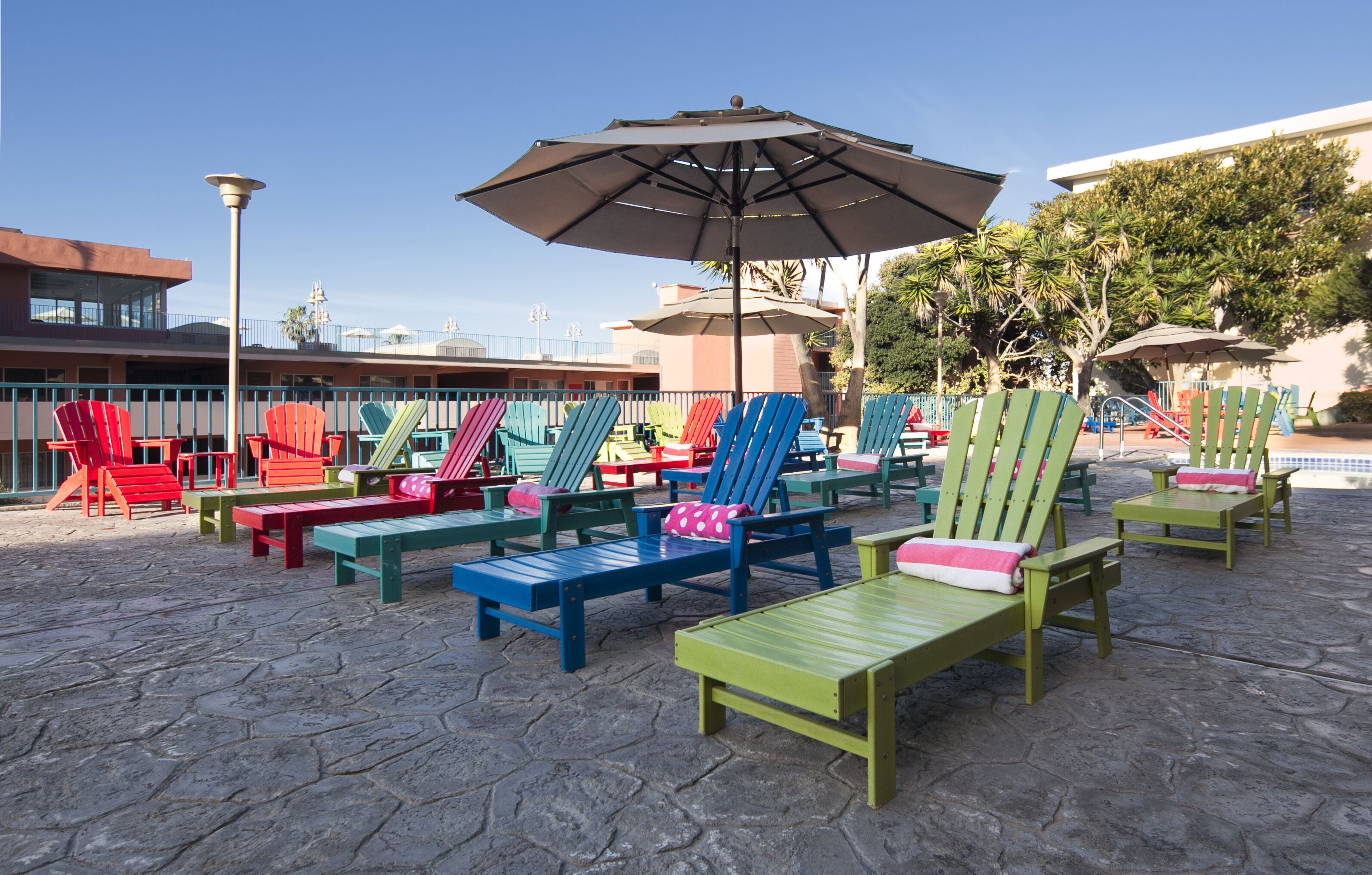 Outdoor pool, sun loungers