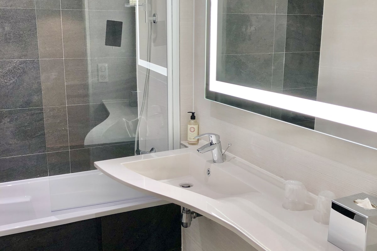 free toiletries, hair dryer, bathrobes, towels