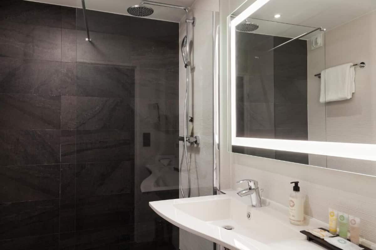 free toiletries, hair dryer, bathrobes, towels