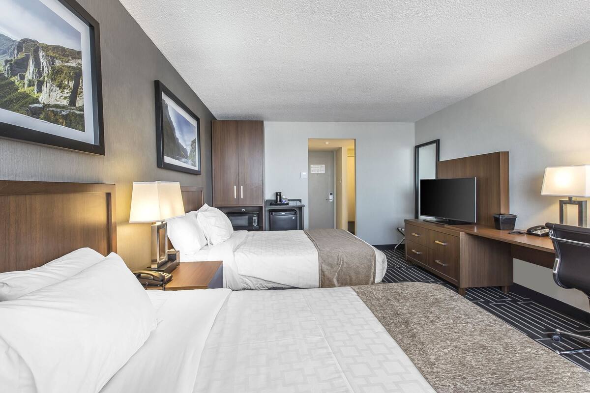 room, 2 queen beds, non smoking | desk, blackout curtains, iron/ironing board, free wifi