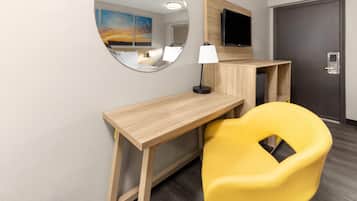 Premium bedding, down comforters, memory foam beds, desk