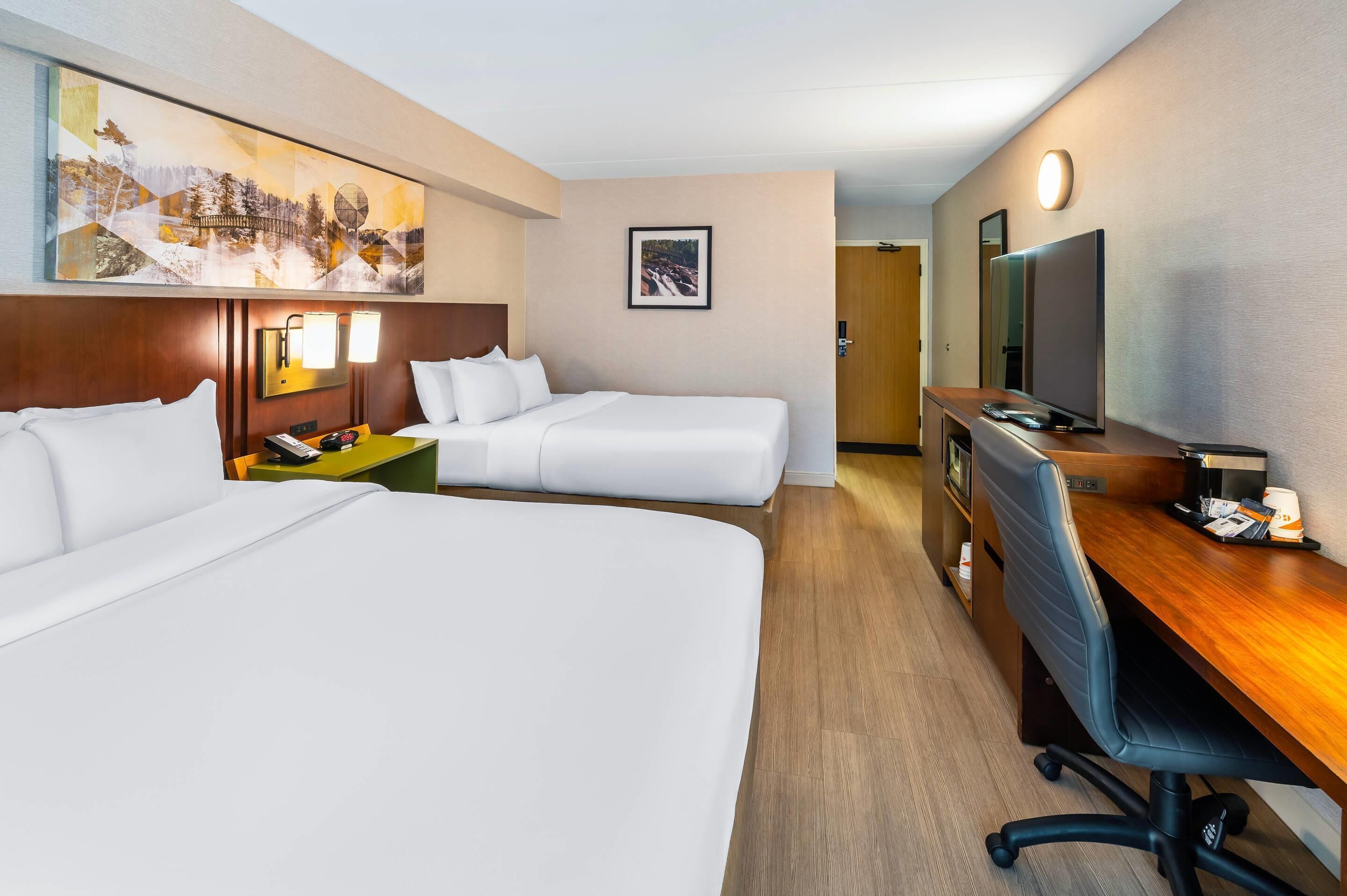 Premium bedding, pillow-top beds, desk, iron/ironing board