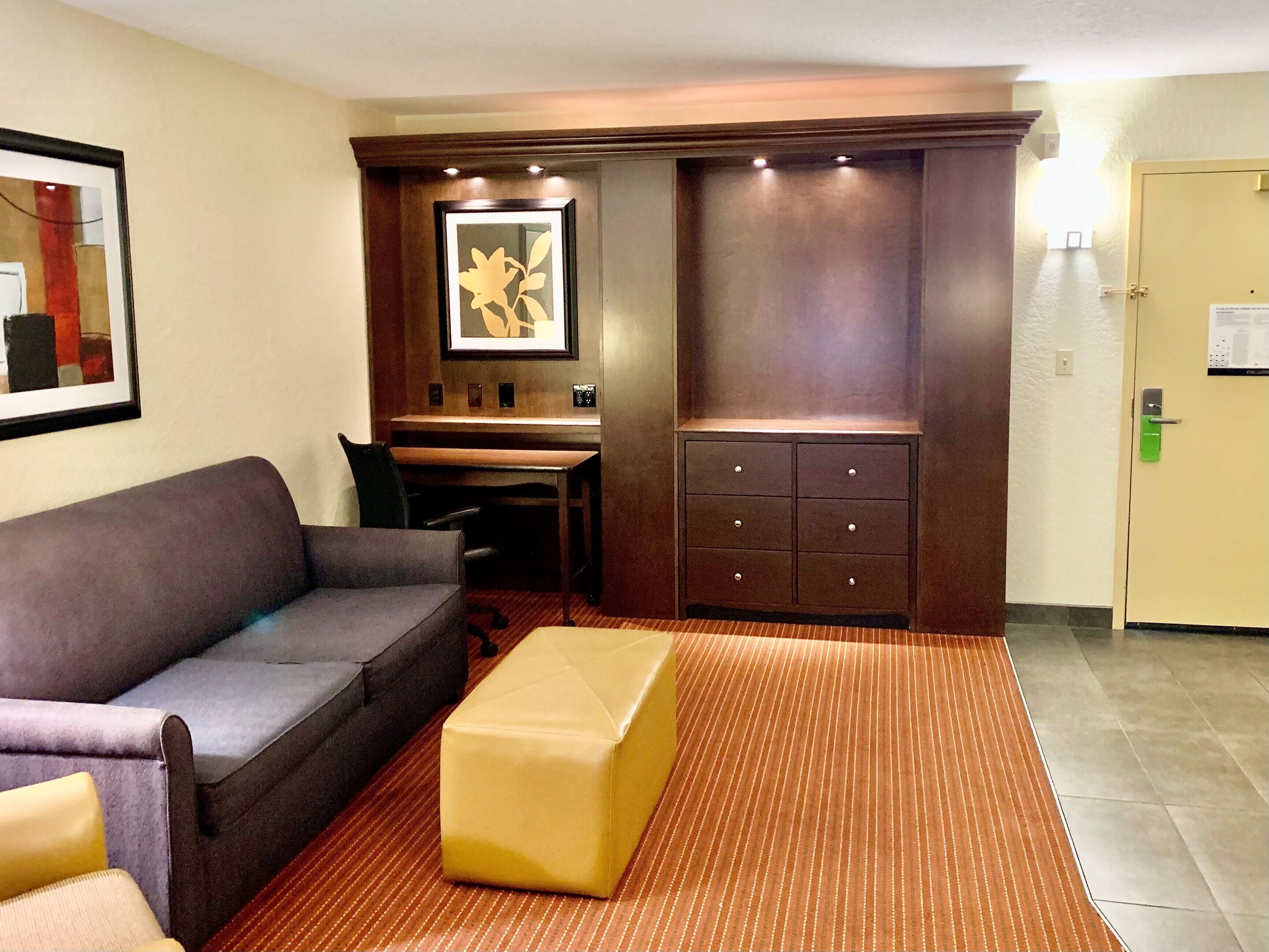 suite, 1 king bed with sofa bed, non smoking | living area | 32-inch lcd tv with cable channels, tv