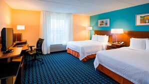 A hotel room with two beds, a desk with a computer, a chair, and a TV. - Fairfield Inn By Marriott Laurel (Laurel)