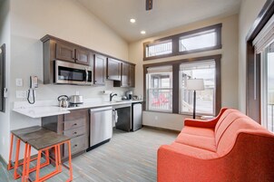 Premium bedding, desk, blackout drapes, iron/ironing board