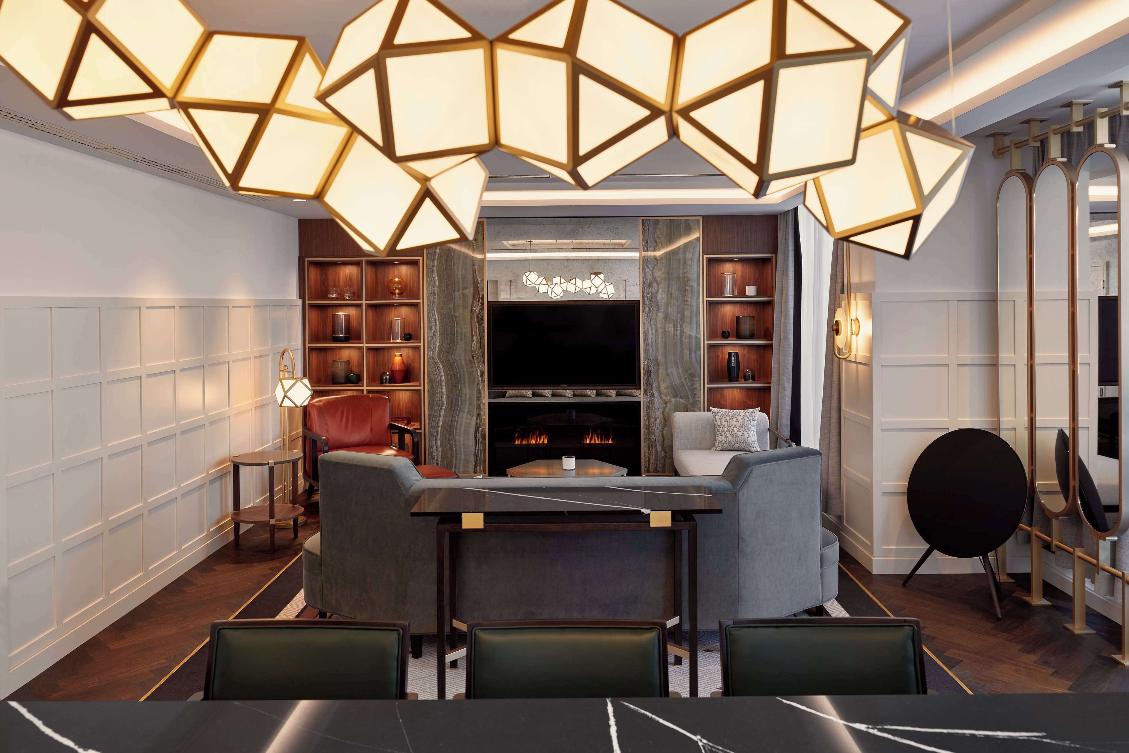 presidential suite | living area | 49-inch lcd tv with digital channels, tv, mp3 dock