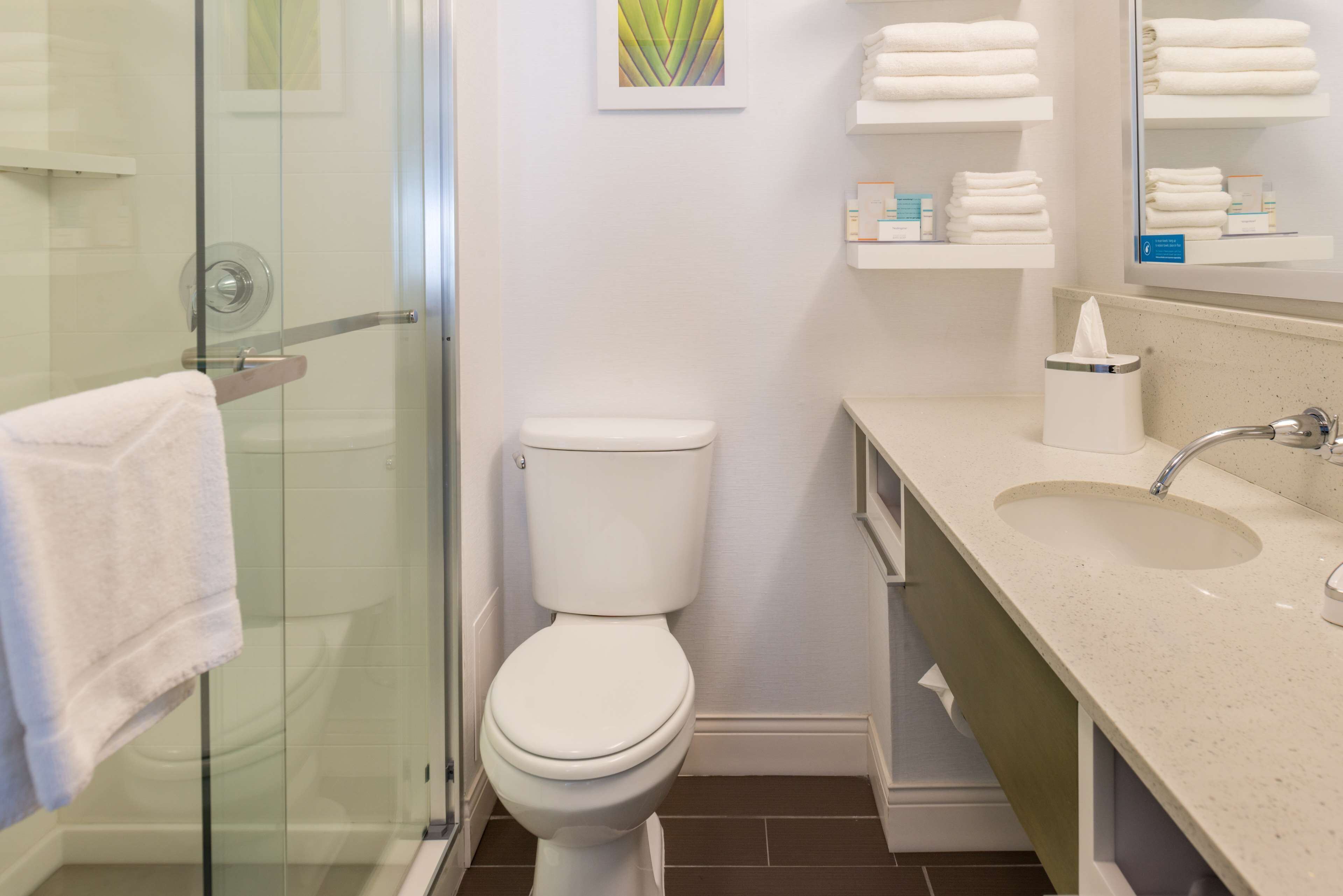 combined shower/bathtub, eco-friendly toiletries, hair dryer, towels