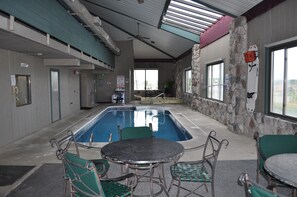 Indoor pool, open 9:00 AM to 11:00 PM, sun loungers