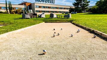A Novotel hotel with a croquet court.
